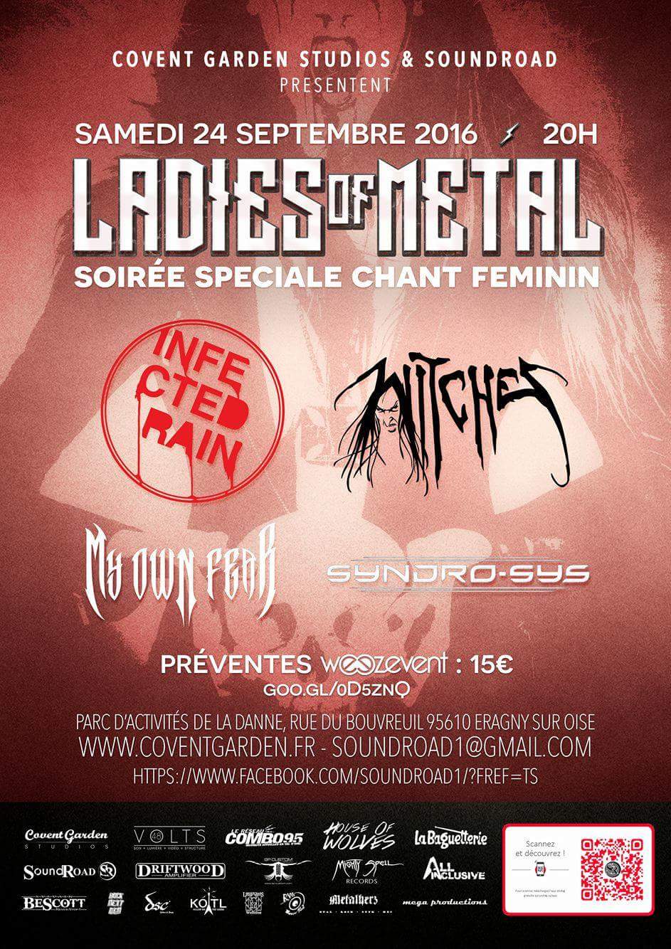 Witches flyer Infected Rain (Mol) - WITCHES - My Own Fear - Syndro-Sys @ Ladies of Metal Covent Garden Eragny (95) - France
